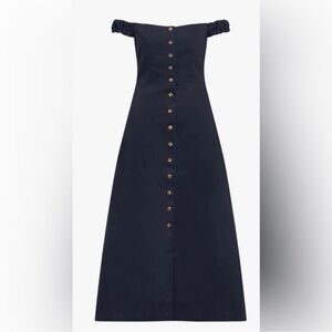 Favorite Daughter Lovesick off the shoulder navy dress 2